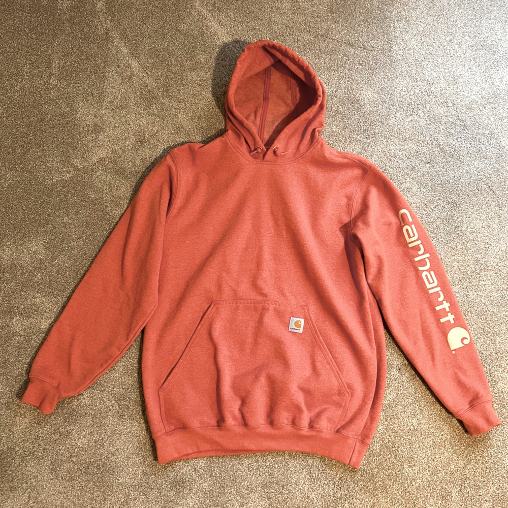 New! Men’s Carhartt Loose Fit Hooded Sweatshirt, Burnt Sienna Orange, Size M